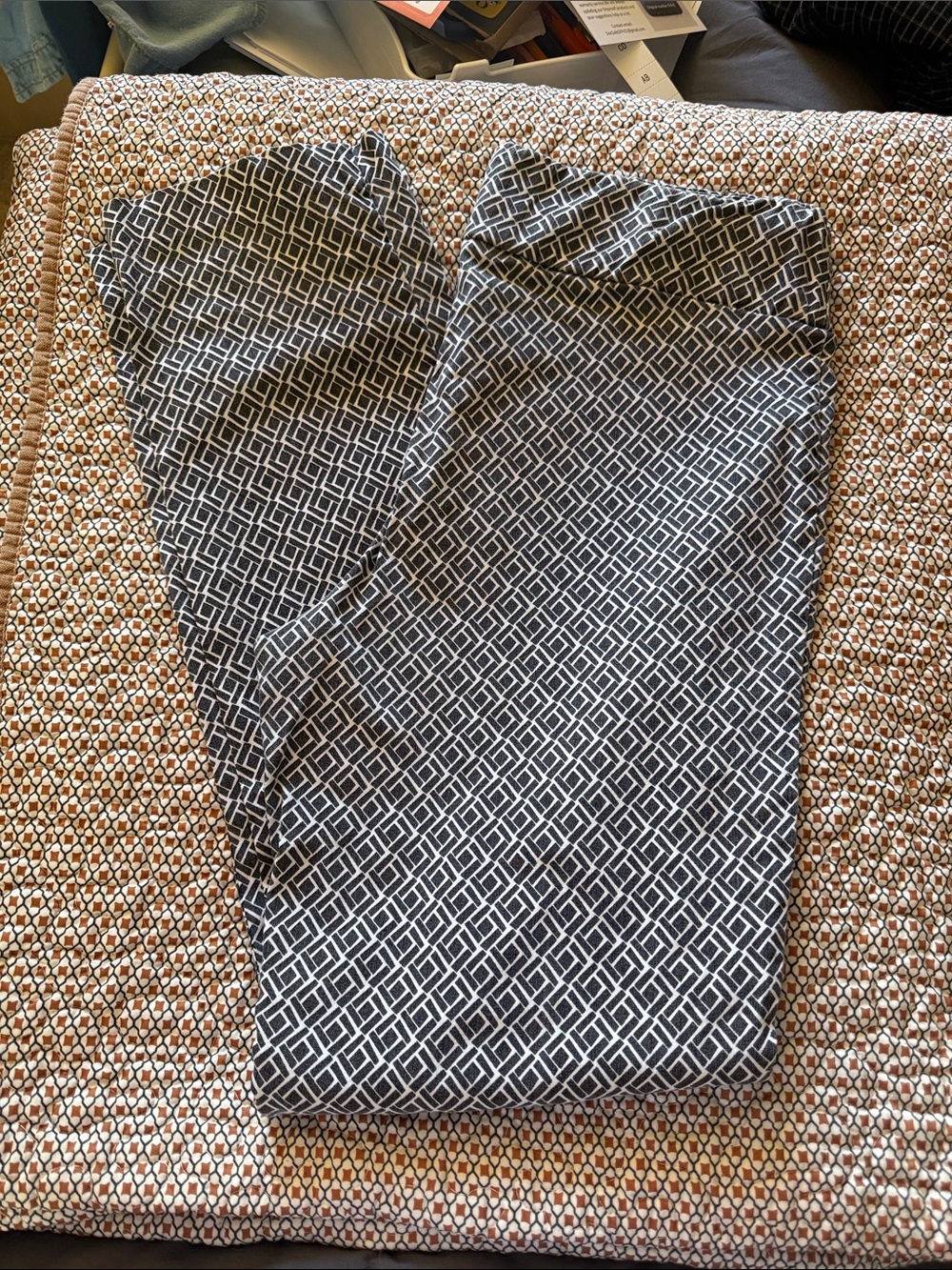 Margaret M Black and White Geometric Dress Pants